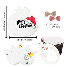 FCDECOR 100PCS Christmas Wooden Ornaments Unfinished, 4" x 4.9" DIY Christmas Crafts for Kids Wood Slices DIY Crafts Supplies for Girls Adults, Xmas Ornaments Holiday Decoration