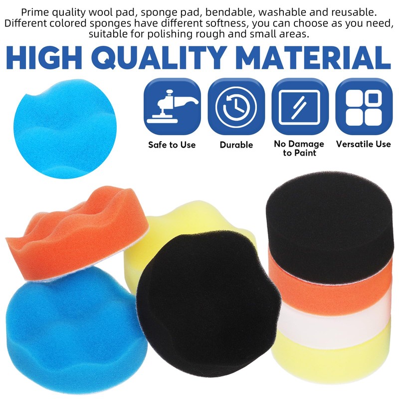 Glarks 26Pcs 3inch 5inch Car Foam Drill Polishing Pad Kit,
