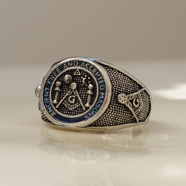 Punk Masonic Ring for Men, Gothic Freemason Ring Hip Hop Vintage Masonic Freemason Ring for Boys (Q)