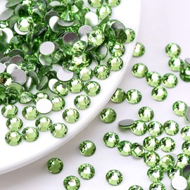 Novani Rhinestones 1440pcs SS10 Glass Rhinestones Crystal Flatback Gemstones for Crafts Nails Makeup Bags and Shoes Decoration（SS10, Light Green）