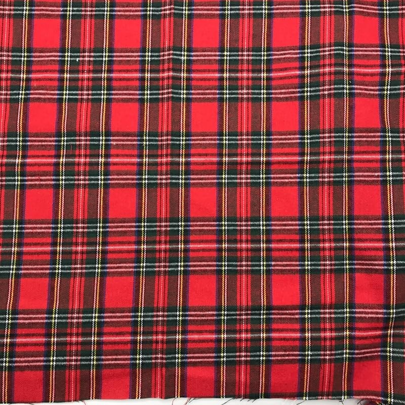 Red Christmas Plaid 4.5oz Shirting Flannel Fabric for Festive Family