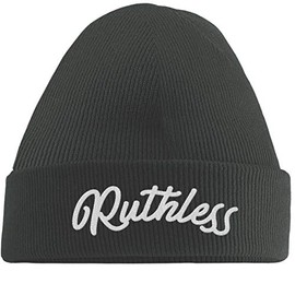 Hippowarehouse Ruthless Embroidered Beanie Hat Grey