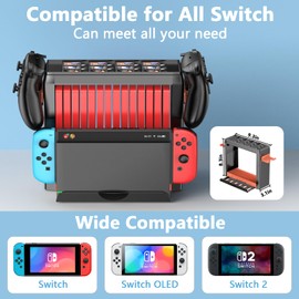 Switch Games Organizer Station for Switch 2/Switch/Switch OLED, Switch Stand Holder with Storage and Organizer for Games, Switch Accessories Kit, Switch Mounts, Brackets & Stands for Games, Black