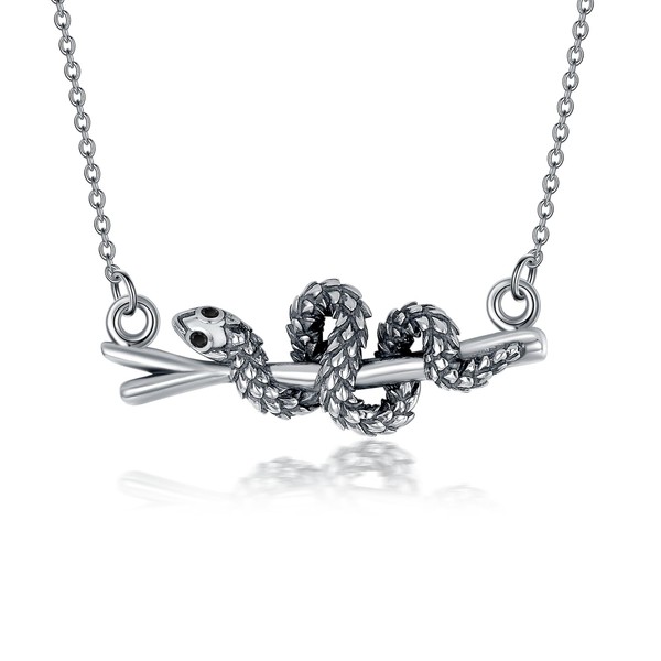YAFEINI Snake Necklace Sterling Silver Snake Pendant Necklace Jewlery Gifts