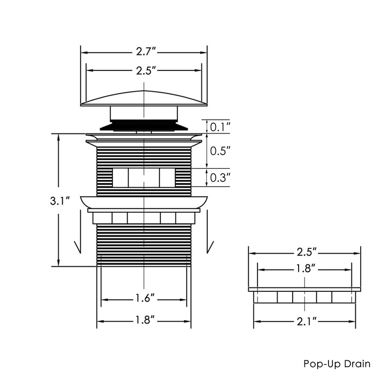 FerdY Pop-up Drain for Freestanding Bathtub, Brushed Nickel Finish, cUPC