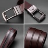 Alphyly Brown Leather Mens Belt for Dress and Golf, Length130cm