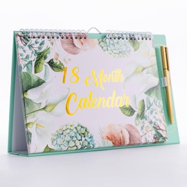 2025 Desk Calendar Free Standing Flip Over Spiral Bound Wall Planner with Pen for Home Office School