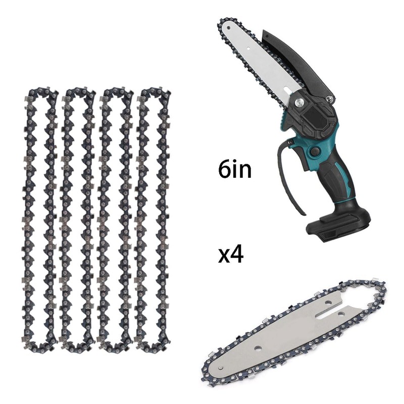 Pack of 4 Chainsaw Chains, Replacement Chains, 6 Inch Mini