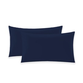 EGYPTO LUXURY NAVY BLUE PILLOW CASES 2 PACK – SOFT & BREATHABLE PILLOW CASE – WRINKLE-FREE HOUSEWIFE PILLOW COVER – STANDARD UK SIZE – 50cm x 75cm (Navy Blue)