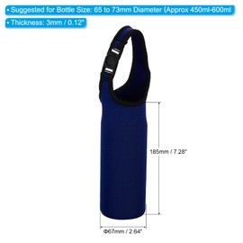 PATIKIL 67mmx185mm Water Bottle Sling Bag, 2 Pack Neoprene Portable Insulated Bottle Holder Carrier with Removable Adjustable Shoulder Strap, Navy Blue
