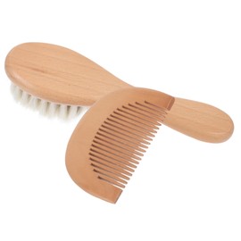 Ipetboom 2Pcs Bathing Brush and Hair Comb Set Comfortable Wooden Comb for Daily Use Gentle Hair Detangler for Scalp Stimulation and Relaxation for Home Care