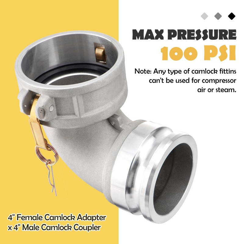 Venussar Type DA Cam and Groove Hose Fitting, 90 Degree
