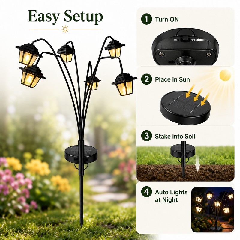 Solar Hanging Lanterns for Outdoor Decor – 4-Pack Warm White