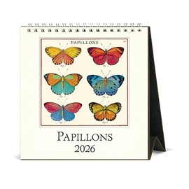 Cavallini Calendario de computadora de caballete de mariposas 2026, 6 x 6.5 pulgadas, calendario de computadora de pie de 12 meses, ideal para amantes de las mariposas, pequeño y lindo