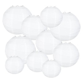 Encham Paper Lanterns White Lanterns Crossed Lantern Lampshade for Wedding Party Birthday Decoration Pack of 10