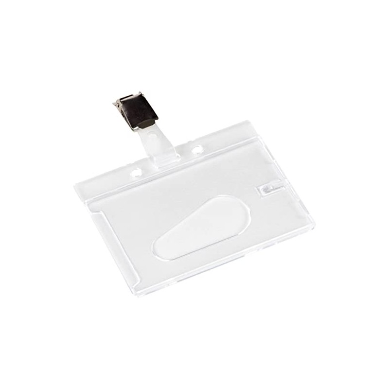Q-Connect Rigid Credit Card Sized Name Badge Holder and Clip