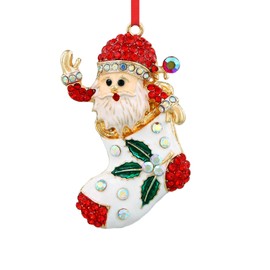 PETCEE Metal Santa Christmas Ornaments - 2024 Funny Santa Claus Hiding in Christmas Stockings Hanging Ornaments for Christmas Tree Christmas Decor