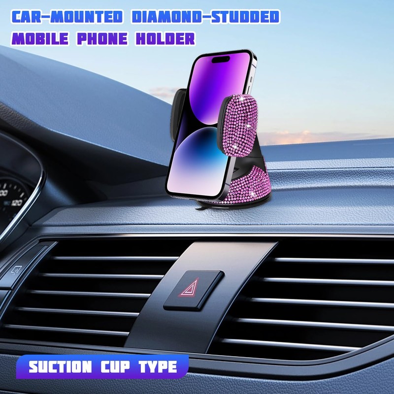 FALVFUN Bling Car Phone Holder, Rhinestone Vehicle Windshield Dashboard Cellphones