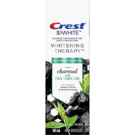 Crest 3D White Toothpaste. Whitening Therapy with Charcoal and Tea Tree Oil, Refreshing Mint Flavour, 90 mL