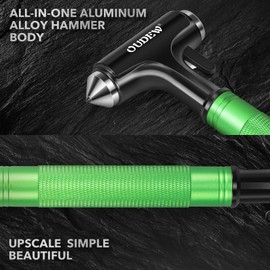 OUDEW Car Safety Hammer, Car Glass Breaker with Seat Belt Cutter, Automotive Escape Tool, Metal Window Breaker, Emergecy Safety Hammer for Car Accidents(Green)