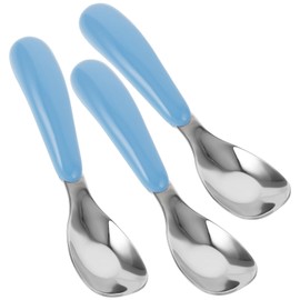 VICASKY 3pcs Baby Utensils Set Baby Spoon Metal Stainless Steel Comfortable to Hold Rounded Handles for Boys and Girls