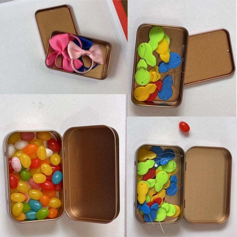 JYCY 2pcs Small Rectangular Metal Storage Boxes with Lids -