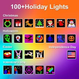 Animated Christmas Decorations Smart Curtain String Lights Remote APP Control 6.6 x 6.6Ft 400LED RGB Color Changing Waterproof DIY Hanging Twinkle Fairy Light Pattern & Text Programmable Music Sync