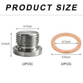 DXNQ 2 PCS M18×1.5 Thread Inner Hex Head Plug, Universal Stainless Steel Sensor Plug with Red Copper O-Ring, Inner Hex Head Pipe Fitting Plug for Car Truck SUV, Car Accessories