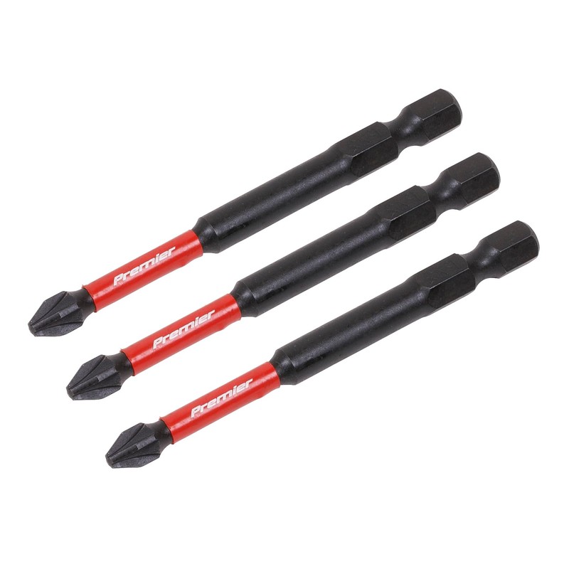 Sealey AK8258 3pc 75mm Pozi #2 Impact Power Tool Bit