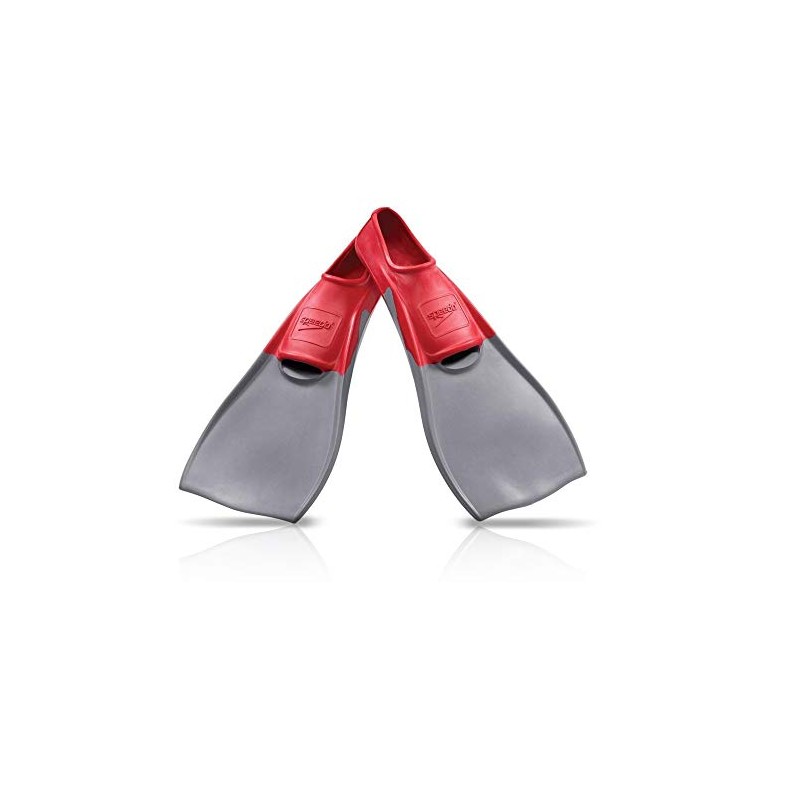 Speedo Unisex-Adult Swim Training Fins Rubber Long Blade, Black/Grey