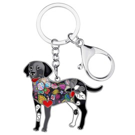 NEWEI Enamel Labrador Keyring Dog Cute Labrador Gifts for Women Girls Dog Lovers, black