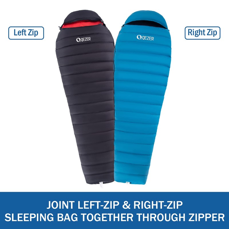 QEZER Down Sleeping Bag, 590 g, Ultralight Summer Sleeping Bag,