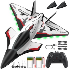DEERC Future RC Plane 4 Channel Remote Control Jet Hobby Airplane with LED Lights RTF Aerobatic Aircraft Toys,2.4GHz 6-axis Gyro Stabilizer EDF EPP Glider Aircraft Plane for Adults Beginners Advanced