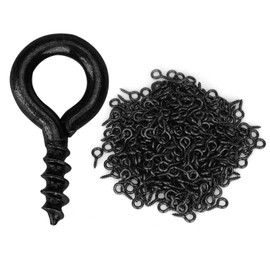 Aovchei Eye Screws, 500PCS 0.39 Inches Heavy Duty Metal Screw Hooks, Self Tapping Eye Bolts, Indoor & Outdoor for Hanging Artwork, Black