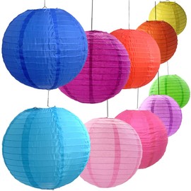 Colourful Paper Lantern, Pack of 20 Colourful Paper Lanterns, Lanterns, Paper Lanterns, Lantern Lampshade for Home Decor, Parties and Weddings (4, 6, 8, 10 Inches) - 10 Colours