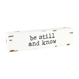 'Be Still and Know' Mini Distressed Wooden Shelf Sitter