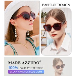 MARE AZZURO Cat Eye Reader Sunglasses Women Outdoor Reading Glasses 0.50 0.75 1.00 1.25 1.50 1.75 2.00 2.25 2.50 2.75 3.00 3.25 3.50 3.75 4.00 (Leopard, 50)
