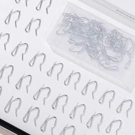 Heavy Duty Zinc Metal Drapery Pin Hooks (50 Pack) for Pencil Pleat Curtains packed in a clean box