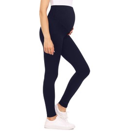 Sweet Hearts Maternity Leggings for Women- High Waist Maternity Pants Pregnancy Clothes for Women Made in USA (Navy, XL)