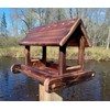 14 Inch Post Mount Cedar Wood Fly Through Platform Bird