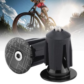 End Cap Steering Wheel End Cap Stability High Hardness Suitable for 15.9-21.4mm Car Vehicle Bicycle Bar End Plug Aluminum Alloy 2pcs (Black)