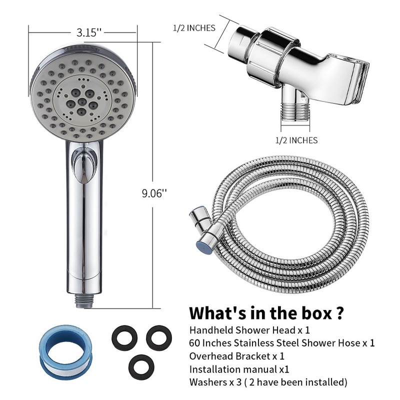DOILIESE High Pressure Shower Head with Handheld Spray 6 Settings