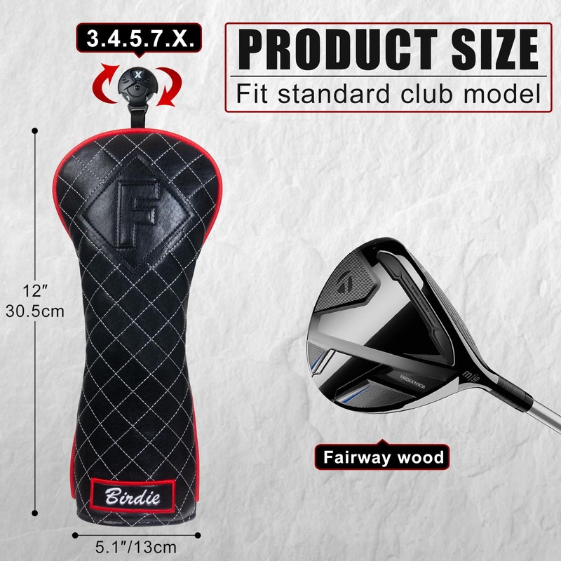 Golf Club Head covers Fairway Wood FW with Interchangeable Number