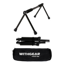 Withgear Folding Push Up Bar - Portable and Lightweight Sturdy Duralumin Metal Push Up Bars and Indoor and Outdoor Parallette Bar for Men and Women Swan Black