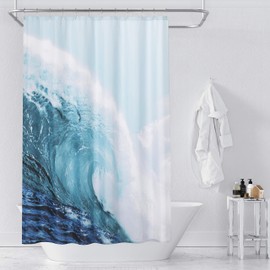 Beda Home Ocean Theme Shower Curtain, Huge Wave in Summer Digital Printed Shower Curtain.70Wx72L Inches Waterproof Cloth Fabric Machine Washable, Suit for Bathroom Bathtub Decoration(Wave)