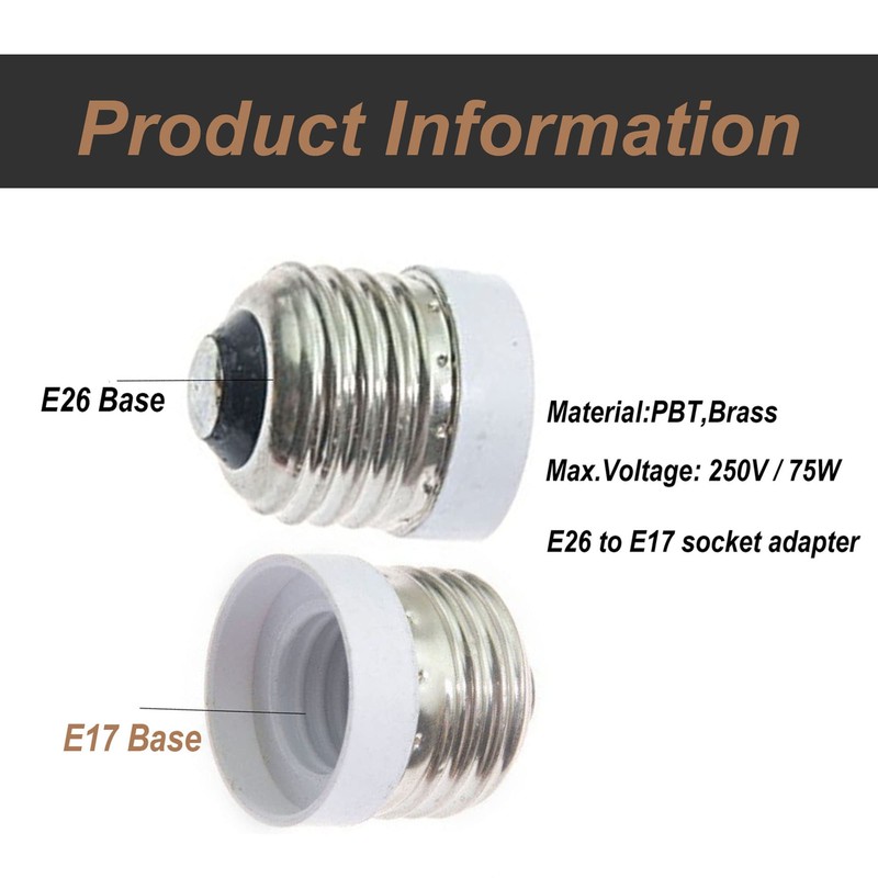 TWDRTDD 12PACK E26 to E17 Socket Adapter,Medium Screw E26 to