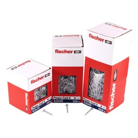 Power-Fast II Chipboard Screws 4.5 x 40 Countersunk Head with Inner Star TX Full Thread Galvanised Blue Passivated (Item No. 670260) Pack of 200 fischer