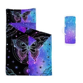 Datura home Nap Mat -Butterfly Sleeping Bag with Removable Pillow - Daycare and Sleepovers Preschool Kindergarten Bedding Set for Kids Toddler Boys Girls(Butterfly3 Standard)