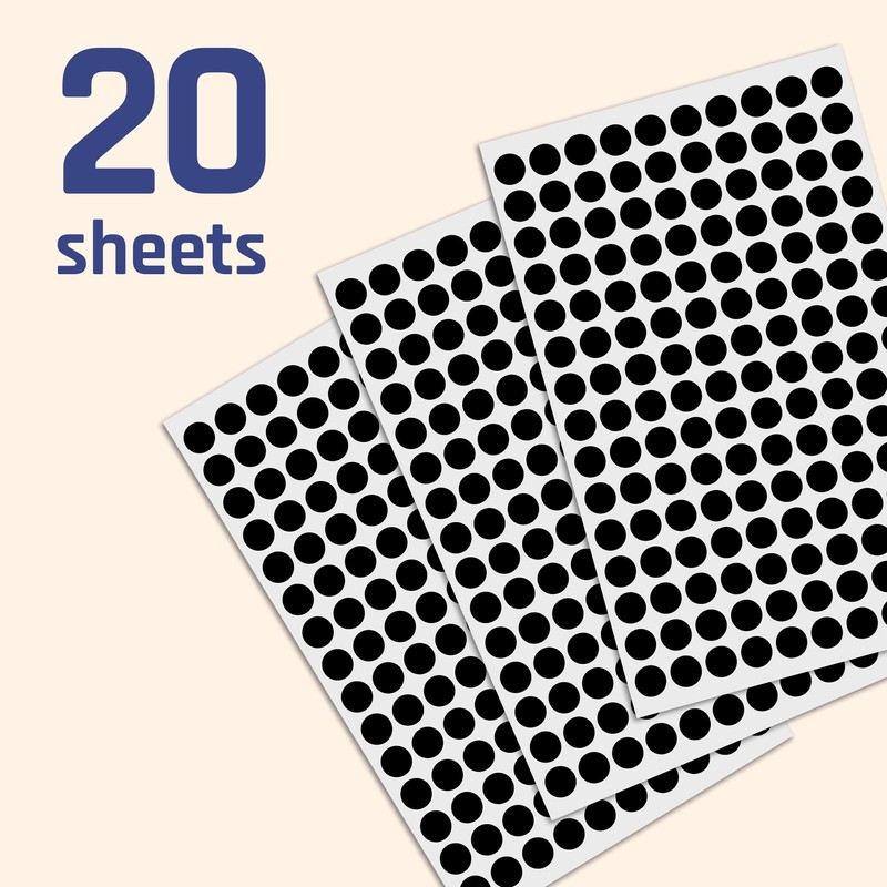 3,000 Pack, 10mm Round Dot Stickers Sticky Labels - Black