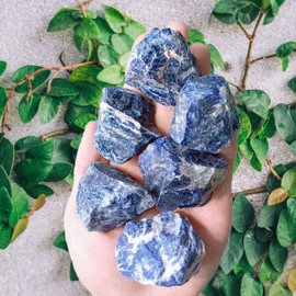 LAIDANLA Sodalite 2" Natural Rough Stones Crystal Large Raw Crystals Bulk Healing Gemstones for Reiki Healing Tumbling Fountain Rocks Wire Wrapping Decoration Cabbing Lapidary 4PCS 0.55lb